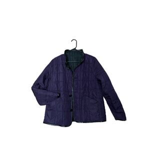 charter club women reversible quilted jacket black purple sz xl